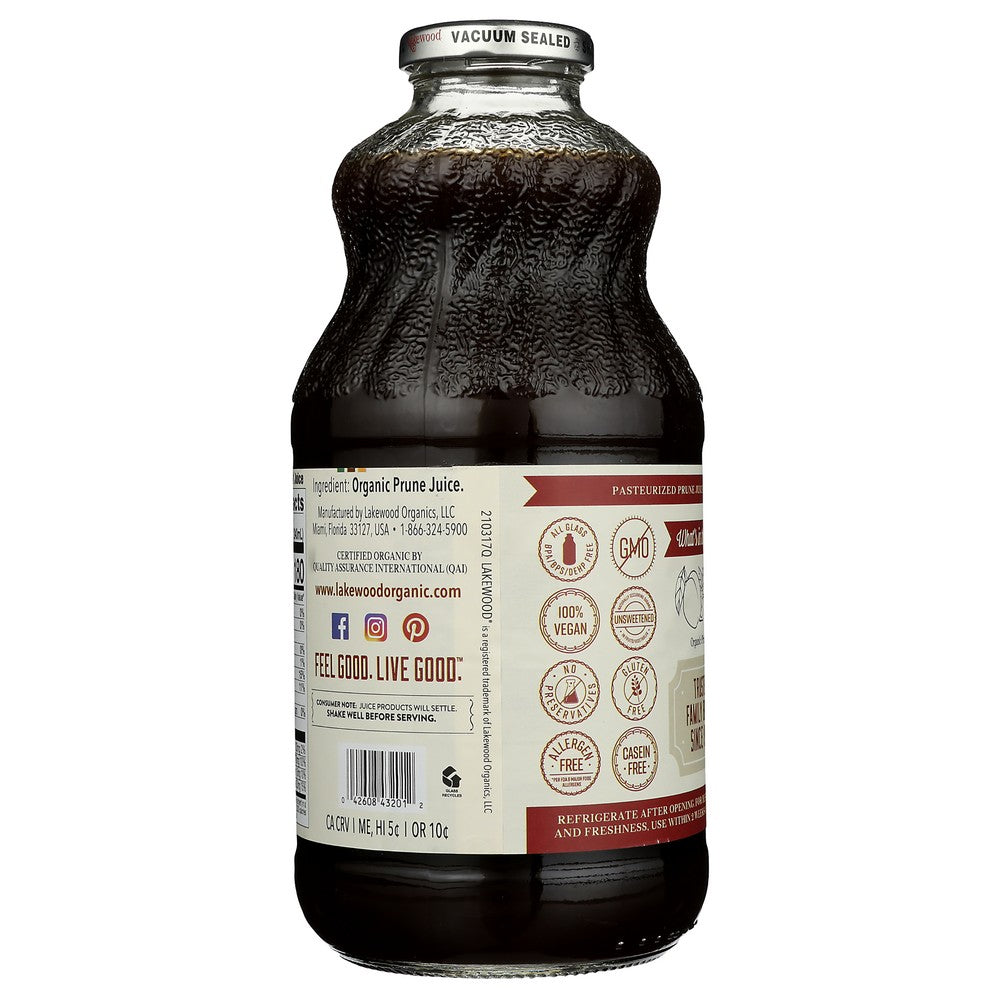 Lakewood Loq9, Juice Prune Pure Og Organicanic Pure Prune 32 Fluid Ounce,  Case of 6