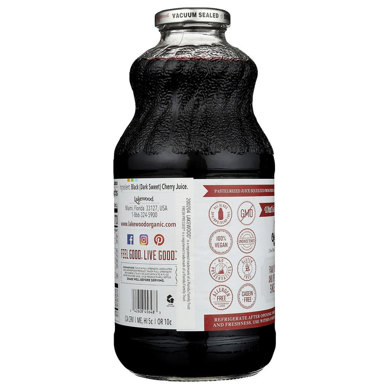 Lakewood Juice Blk Cherry Pure - 32 Fluid Ounce, Case of 6