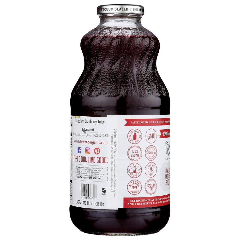 Lakewood® Lq11, Juice Cranberry Pure Shelf Stable Juice 32 Fluid Ounce,  Case of 6