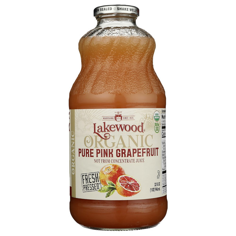 Lakewood Loq39, Juice Grapefruit Pink Pure Og Organicanic Pure Pink Grapefruit 32 Fluid Ounce,  Case of 6