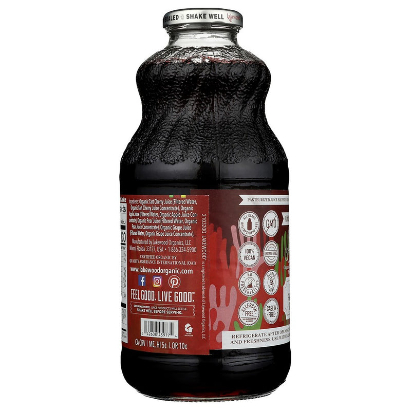 Lakewood Juice Red Tart Cherry Organic - 32 Fluid Ounce, Case of 6