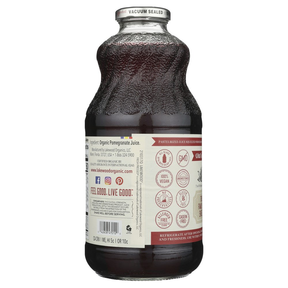 Lakewood Loq35, Pure Pomegranate Organicanic Pure Pomegranate 32 Fluid Ounce,  Case of 6