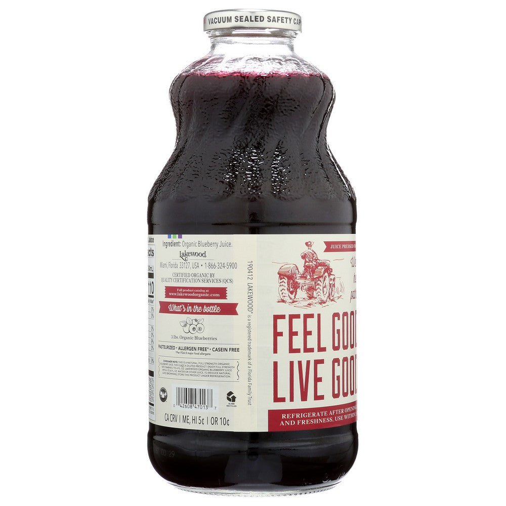 Lakewood Loq62, Lakewood Organicanic Pure Blueberry Juice, 32 Fl. Oz.,  Case of 6