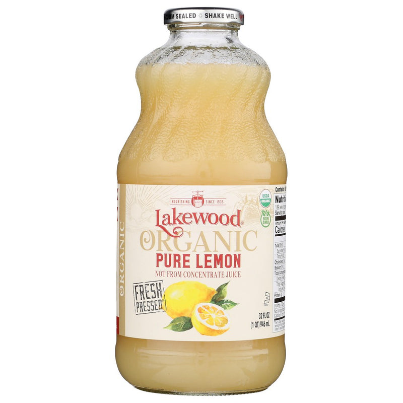 Lakewood Juice Pur Lemon Organic - 32 Fluid Ounce, Case of 6