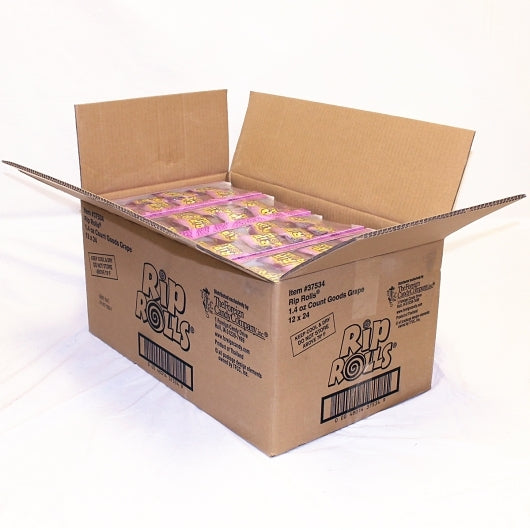 Rip Rolls Grape Goods Display Carton 1.4 Ounce Size - 288 Per Case.