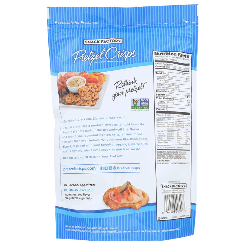 Snack Factory Pretzel Crisp Orginial - 7 Ounce, Case of 12