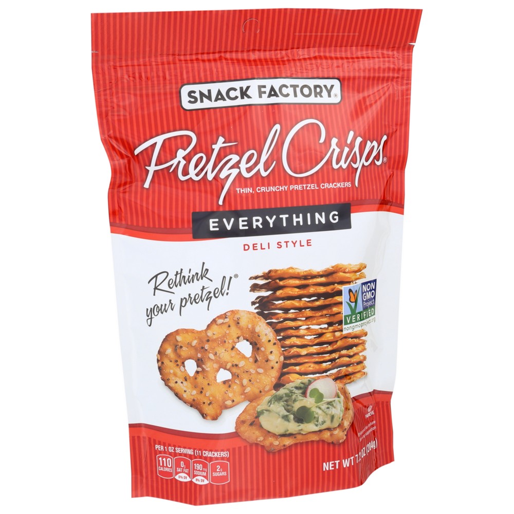 Snack Factory® 110620, Snack Factory Everything Pretzel Crisps, 7.2 Oz.,  Case of 12