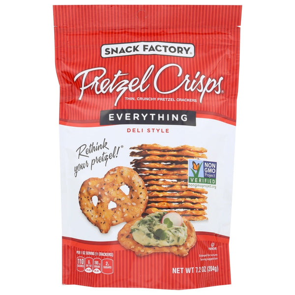 Snack Factory Pretzel Crisp Everything - 7 Ounce, Case of 12