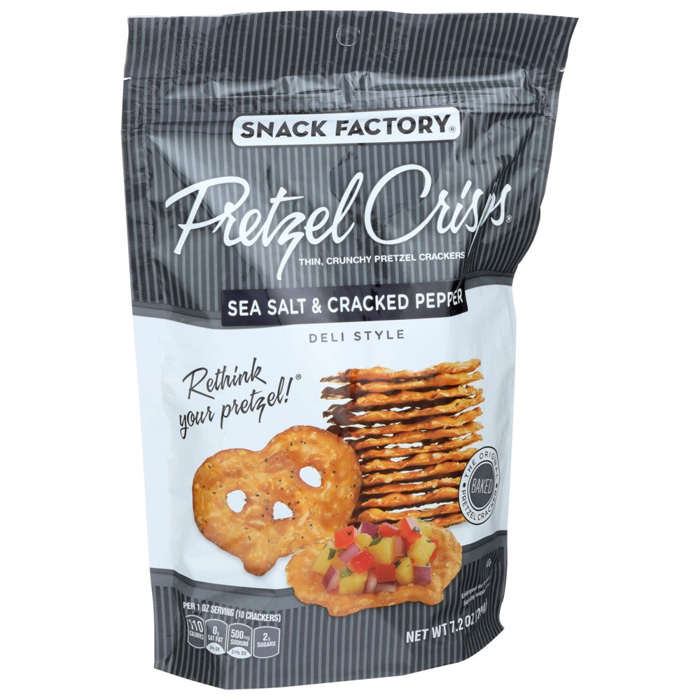 Snack Factory® , Sea Salt & Cracked Pepper Pretzel Crisps  7.2 Ounce,  Case of 12