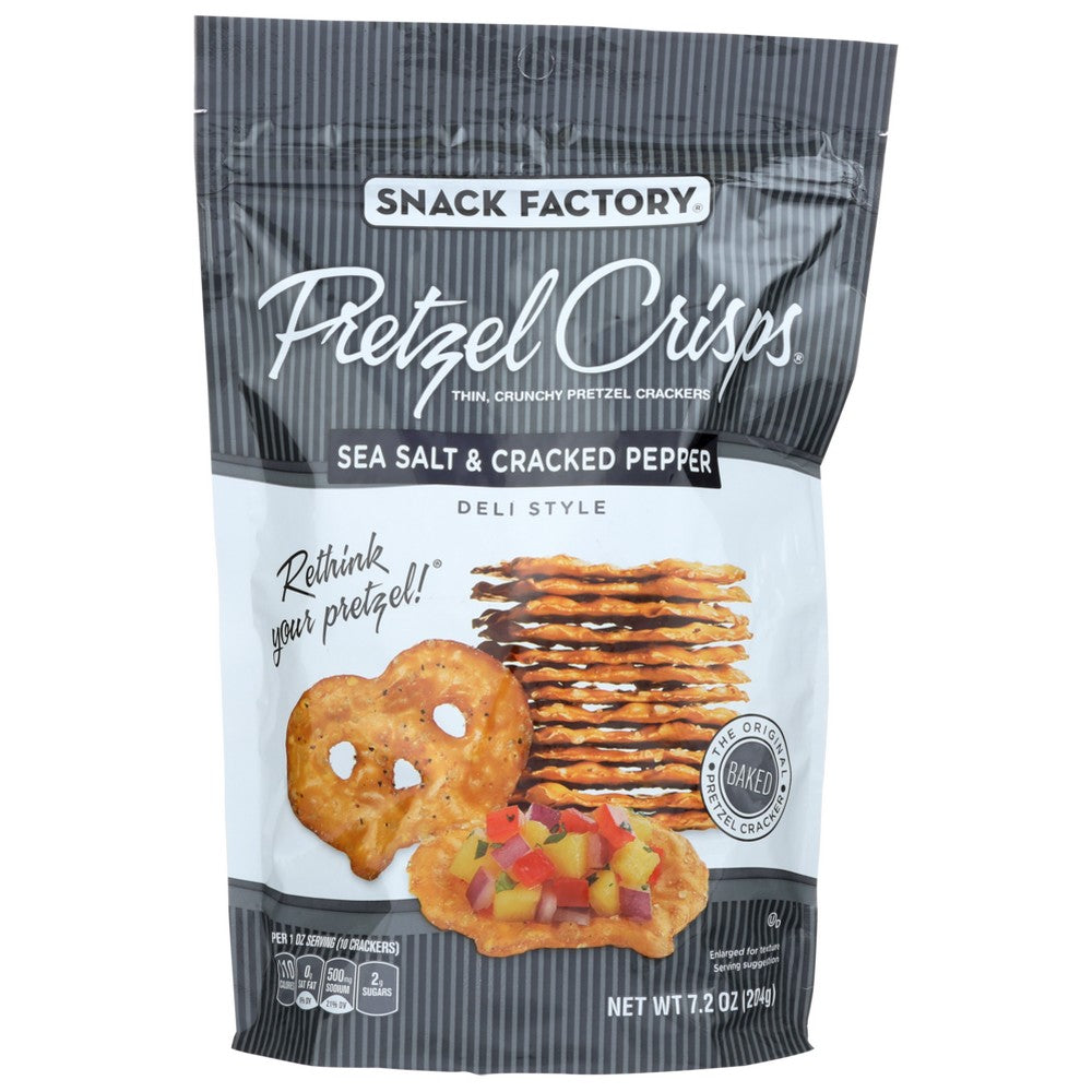 Snack Factory® , Sea Salt & Cracked Pepper Pretzel Crisps  7.2 Ounce,  Case of 12