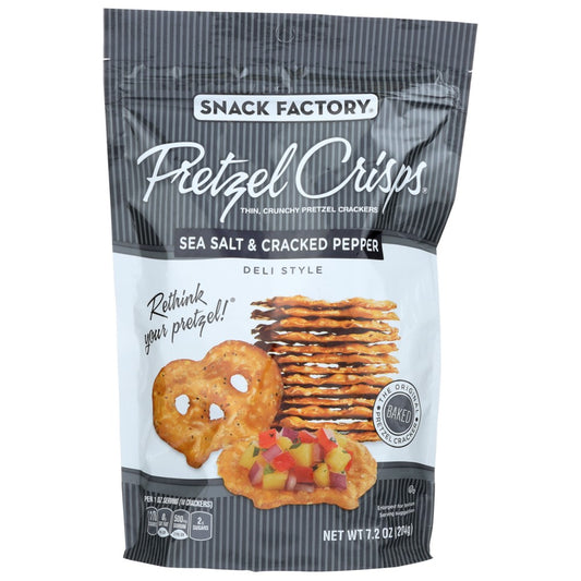 Snack Factory® , Sea Salt & Cracked Pepper Pretzel Crisps  7.2 Ounce,  Case of 12