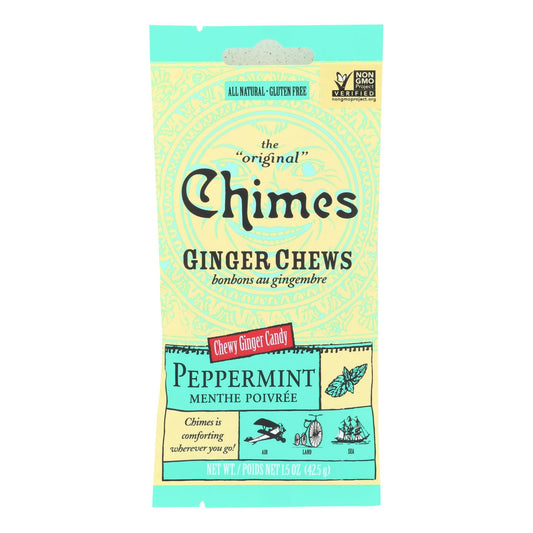 Chimes Ginger Chews - Peppermint - Case of 12 - 1.5 Ounce