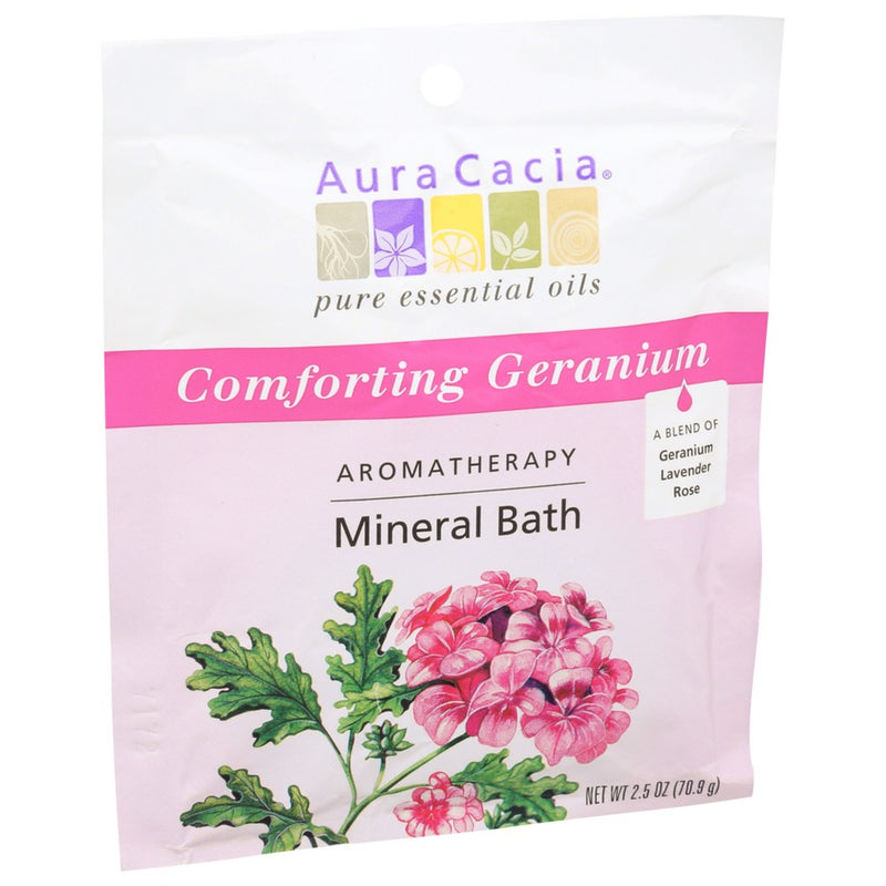 Aura Cacia Bath Mnrl Geranium Comforting - 3 Ounce, Case of 6