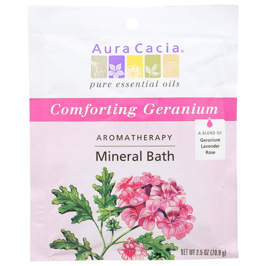 Aura Cacia® 188517, Aura Cacia Comforting Geranium Aromatherapy Mineral Bath, 2.5 Oz. Packet,  Case of 6