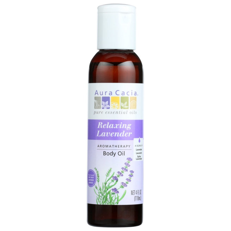 Aura Cacia Body Oil Relaxng Lavender - 4 Ounce, Case of 3