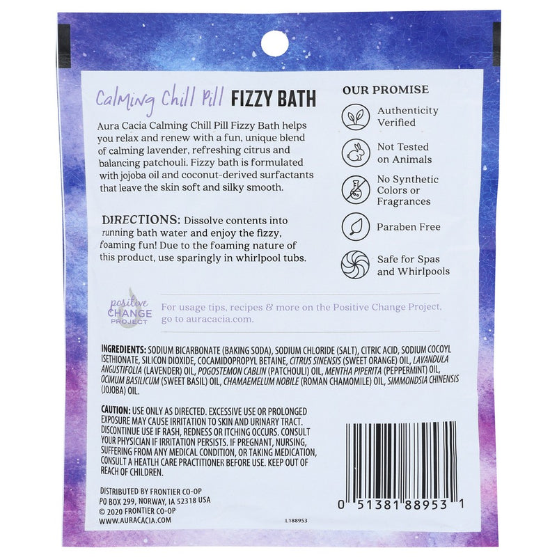 Aura Cacia Bath Fizzy Calming Chill - 3 Ounce, Case of 6