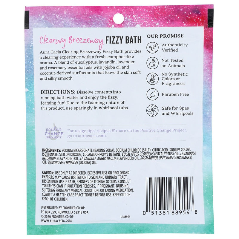 Aura Cacia Bath Fizz Clearing Breeze - 3 Ounce, Case of 6