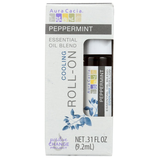 Aura Cacia® 192111, Aura Cacia Essential Oil Blend Cooling Roll-On, Peppermint, 0.31 Oz.,  Case of 4