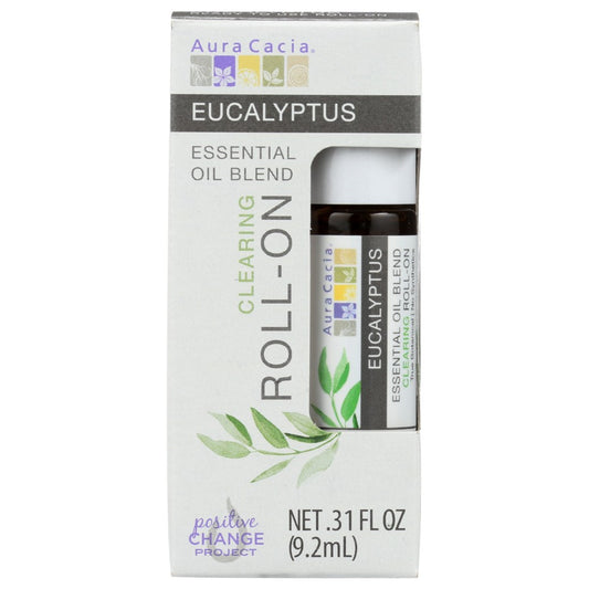 Aura Cacia® 192112, Aura Cacia Essential Oil Blend Clearing Roll-On, Eucalyptus, 0.31 Oz.,  Case of 4