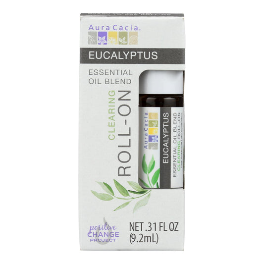 Aura Cacia - Roll On Essential Oil - Eucalyptus - Case of 4 - .31 Ounce