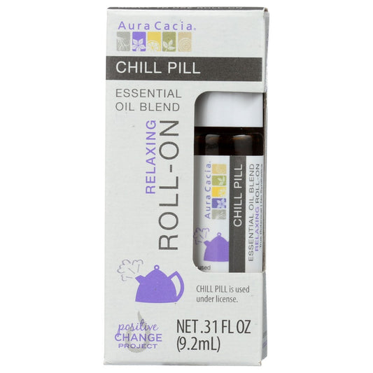 Aura Cacia® 192114, Aura Cacia Essential Oil Blend Relaxing Roll-On, Chill Pill, 0.31 Oz.,  Case of 4