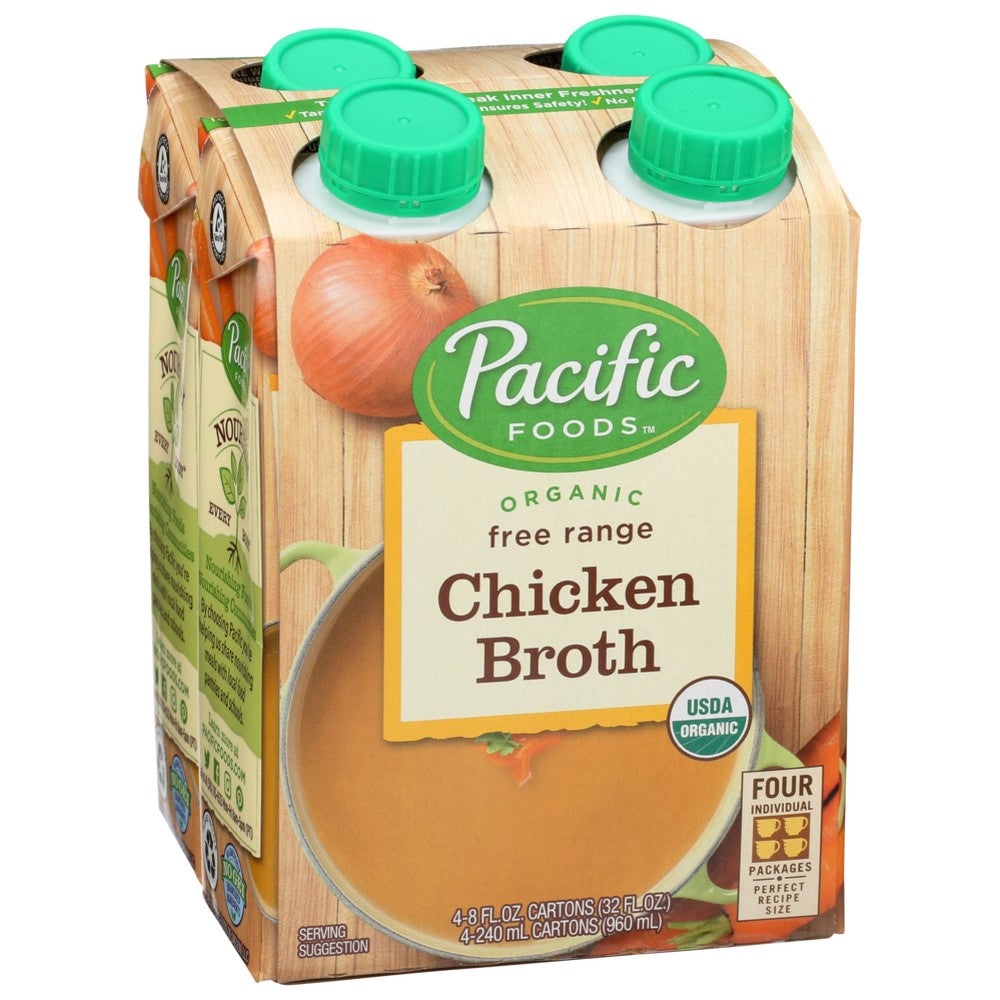 Pacific Foods Broth Chkn Frange Organic 4pk Gf - 32 Ounce,  Case of 6