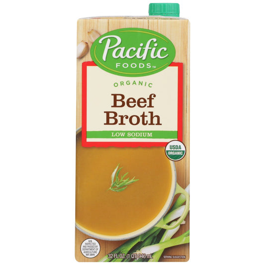 Pacific Foods 5436, Pacific Foods Broth, Low Sodium Beef, 32 Fl. Oz.,  Case of 12