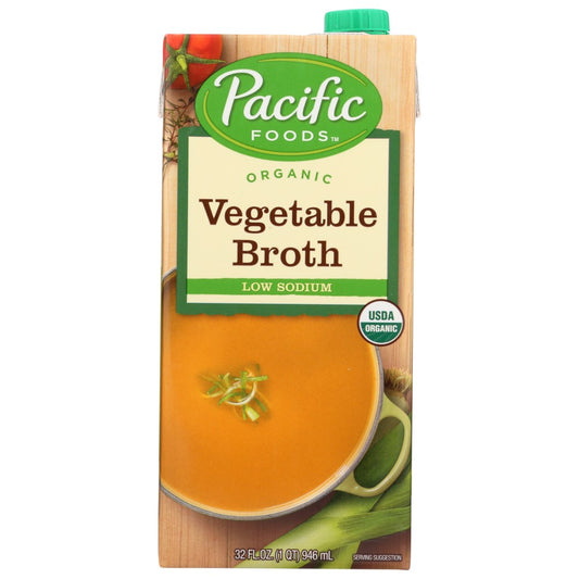 Pacific Foods 10028, Pacific Foods Broth, Low Sodium Vegetable, 32 Fl. Oz.,  Case of 12