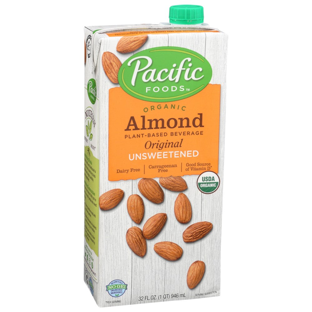 Pacific Foods 52603, Pacific Foods Almond Beverage, Original Unsweetened, 32 Fl. Oz.,  Case of 12