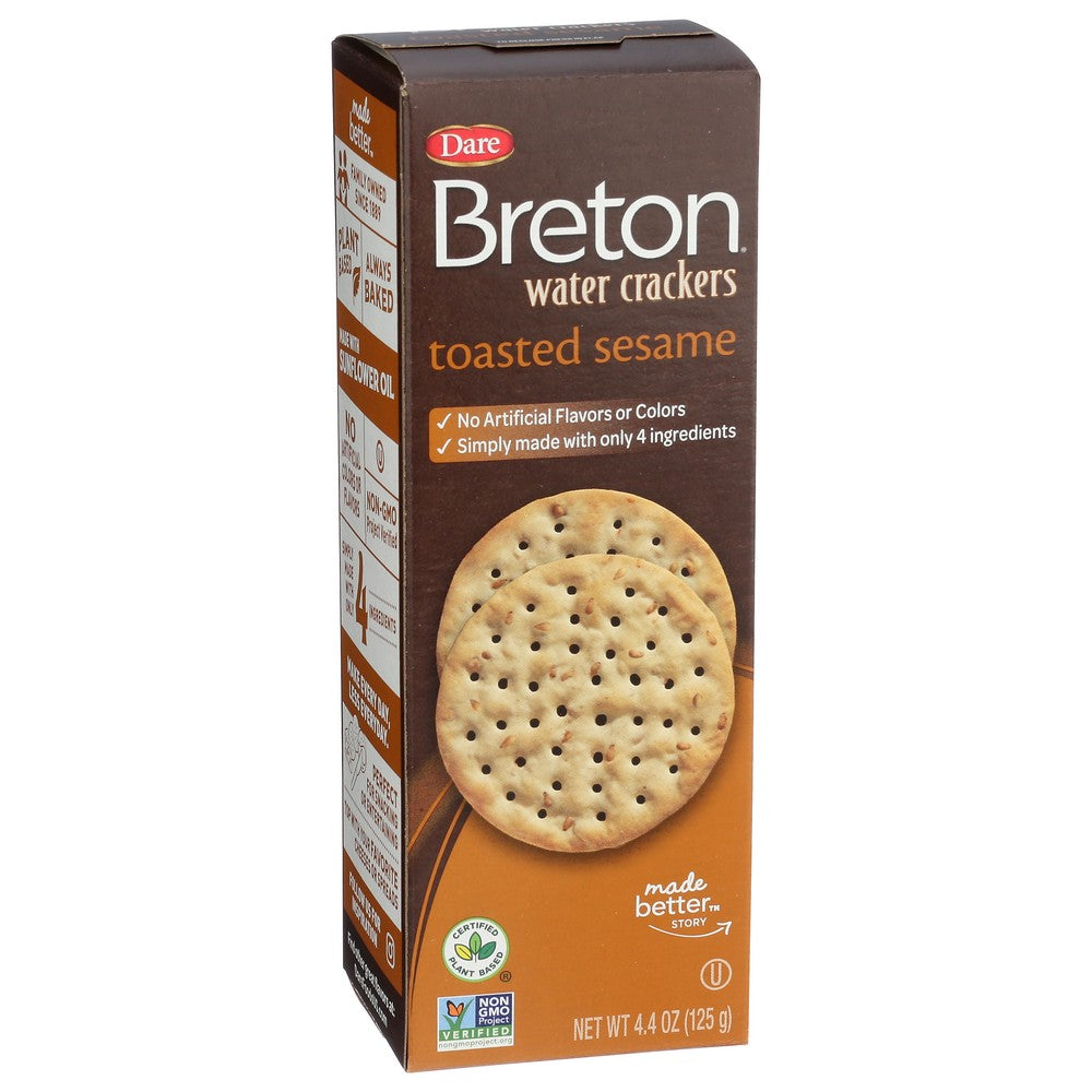 Breton® , Dare Water Crackers, Toasted Sesame, Made With Sunflower Oil, 4.4 Oz.,  Case of 12