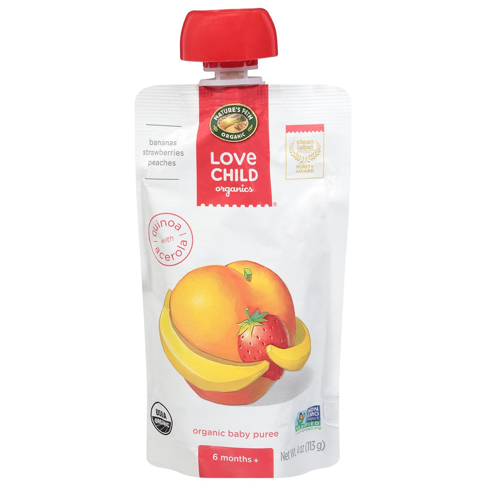 Love Child Organics - Puree Og2 Ban Straw Peach - Case of 12-4 OZ