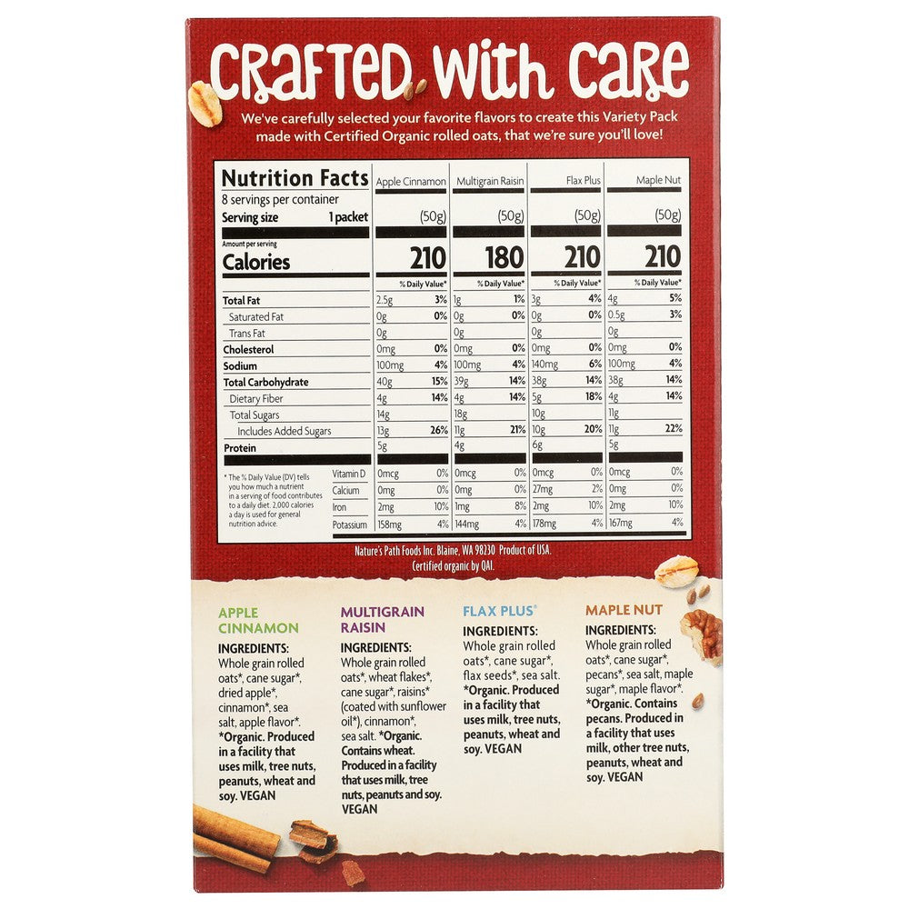 Nature's Path Foods 45044U, Nature's Path Hot Oatmeal Variety Pack, 8 Packets,  Case of 6