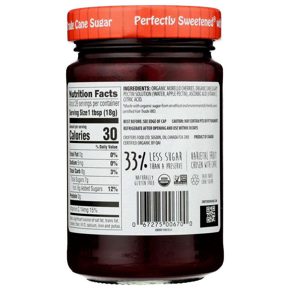 Crofter's®, Premium Spread Morello Cherry Organic 16.5 Ounce, Case of 6