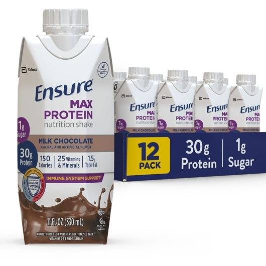 Ensure Max Protein Chocolate, 11 Fluid Ounce, 4 Per Pack, 3 Per Case (12)