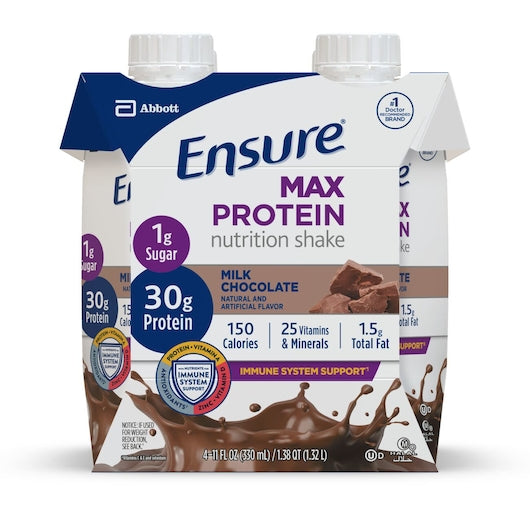 Ensure Max Protein Chocolate, 11 Fluid Ounce, 4 Per Pack, 3 Per Case (12)