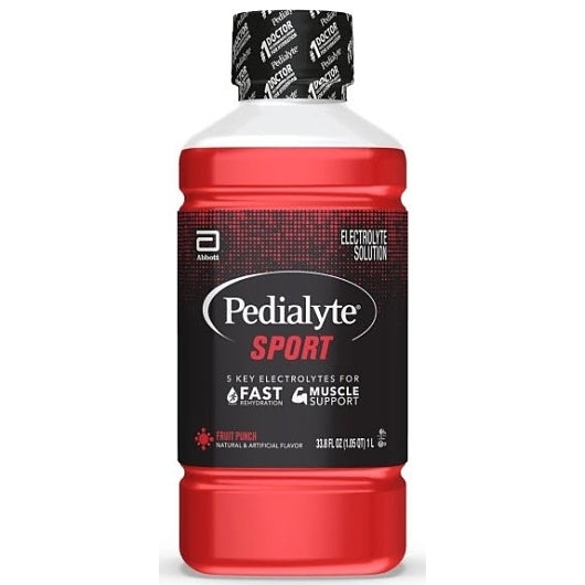 Pedialyte Sport Fruit Punch Electrolyte Drink, 33.8 Fluid Ounce, 4 Per Case