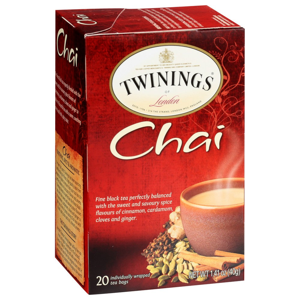 Twinings Of London® F07514, Twinings Tea, Chai, 20 Tea Bags,  Case of 6