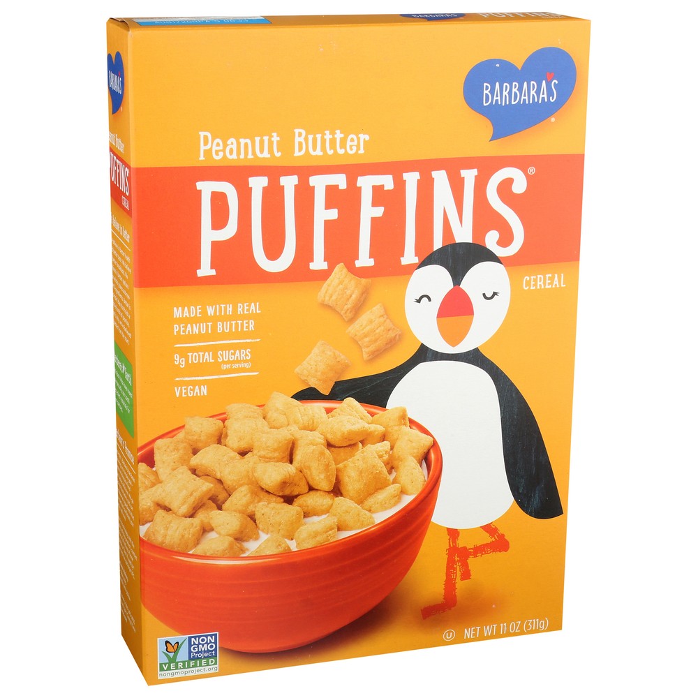 Barbara's® 89502, Barbara's Puffins Cereal, Peanut Butter, 11 Oz. Box,  Case of 12