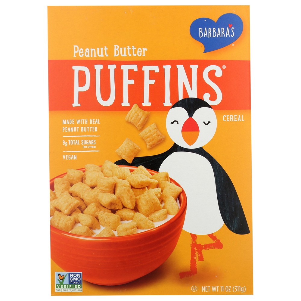 Barbara's® 89502, Barbara's Puffins Cereal, Peanut Butter, 11 Oz. Box,  Case of 12