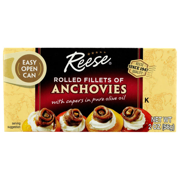 Reese® 070670006671, Rolled Fillets Of Anchovies With Capers In Pure Olive Oil Anchovies 2 Ounce,  Case of 10