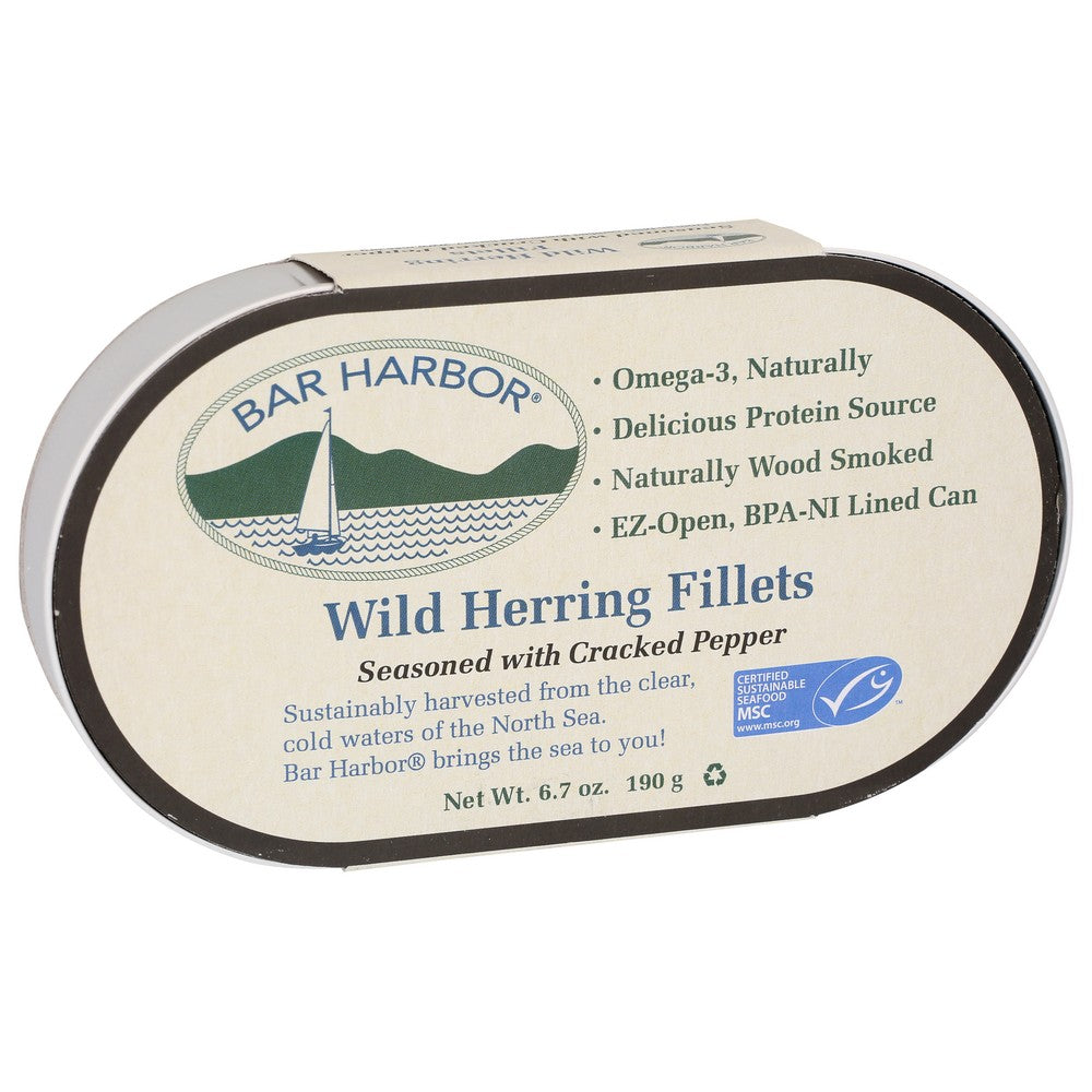 Bar Harbor® Bh00121, Bar Harbor Wild Herring Fillets Seasoned With Cracked Pepper, 6.7 Oz. Can,  Case of 12