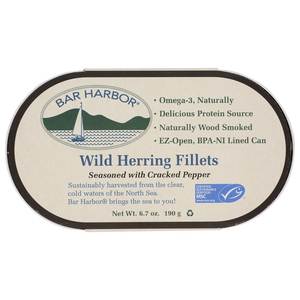 Bar Harbor® Bh00121, Bar Harbor Wild Herring Fillets Seasoned With Cracked Pepper, 6.7 Oz. Can,  Case of 12