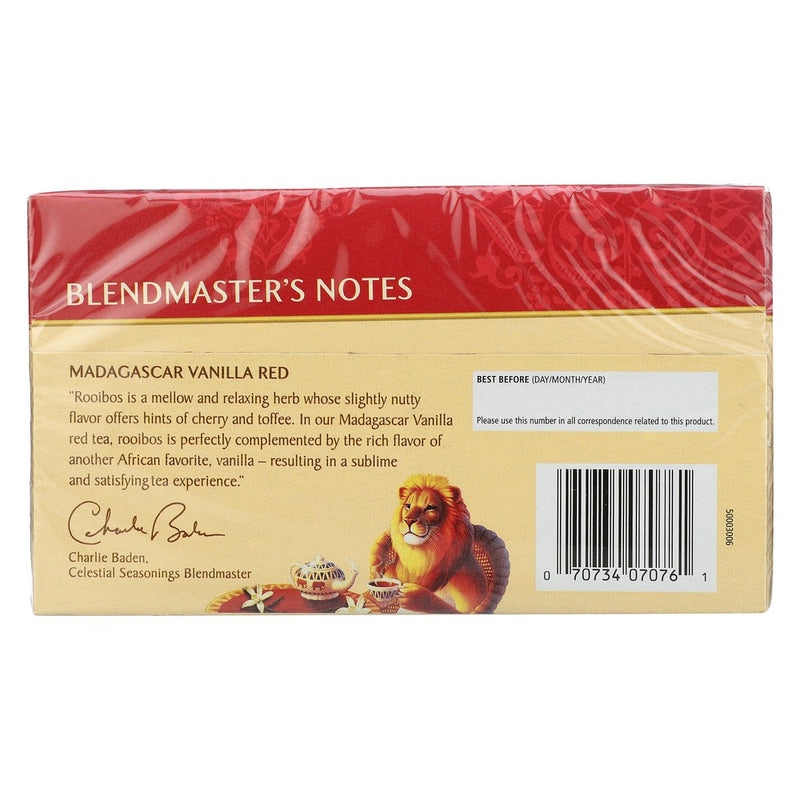 Celestial Seasonings Tea Red Madagascar Van - 20 Bag, Case of 6