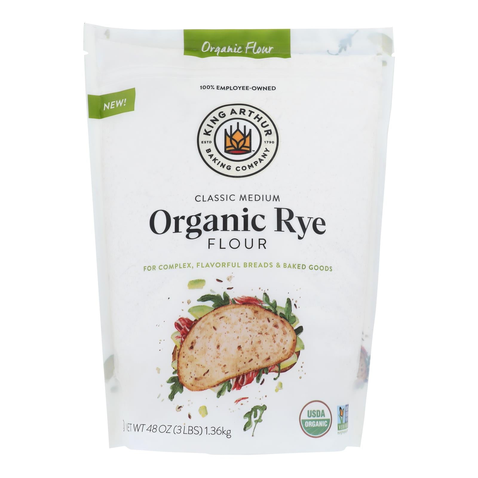 King Arthur Baking Company - Flour Organic Rye - Case of 4-48 Ounce