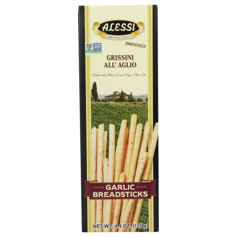 Alessi Breadstick Thin Garlic - 4 Ounce, Case of 12