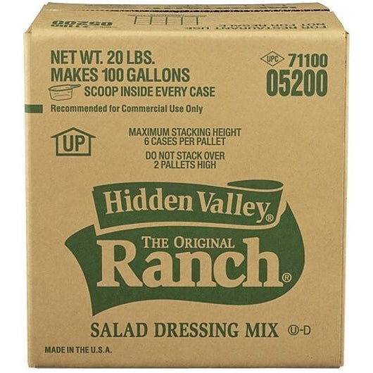 Clorox Prof. Prod. Div. Dressing Mix Hidden Valley Original Ranch Bag in Box Makes 100 Gallon - 1 Per Case