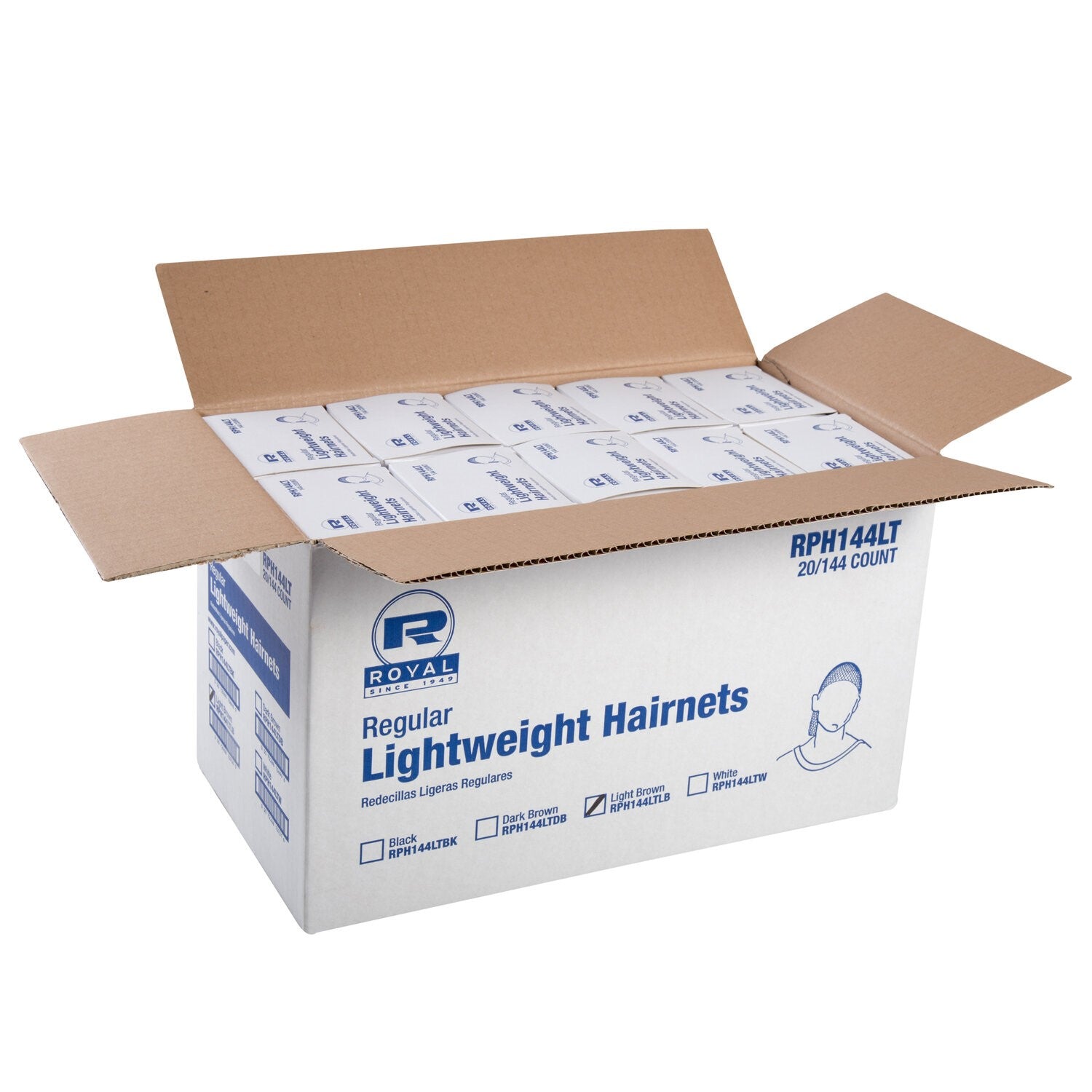24" Dark Brown Light Weight Hairnet Latex Free  Pkd 20/144