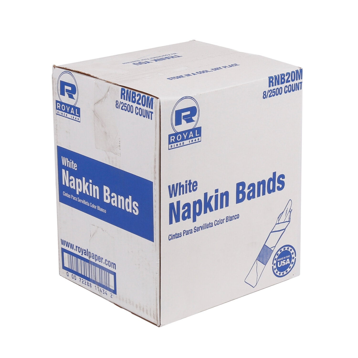 White Napkin Bands Pkd 8/2500