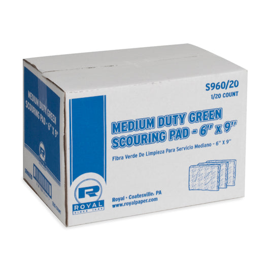 Royal Medium Duty Green Scouring Pad, 20 Each