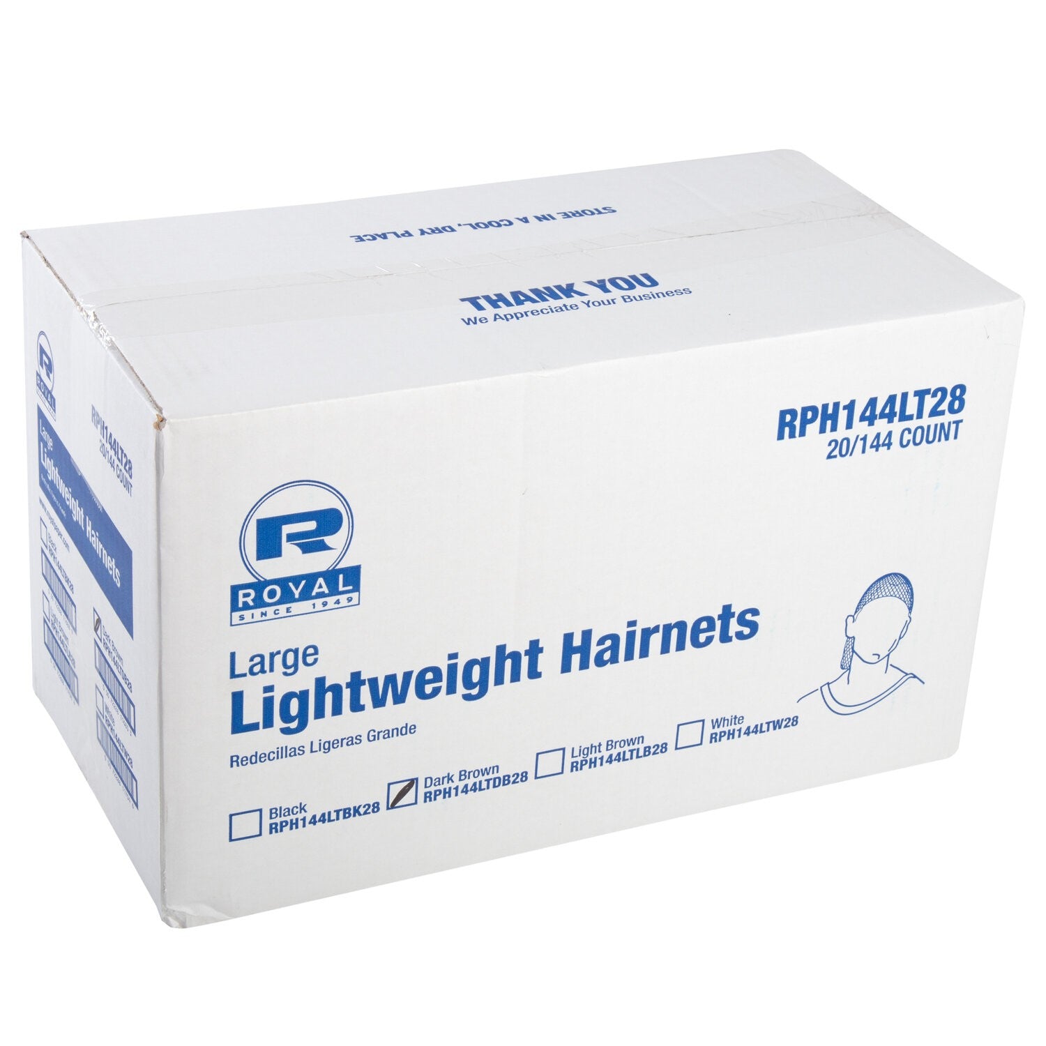 28" Dark Brown Light Weight Hairnet Latex Free  Pkd 20/144